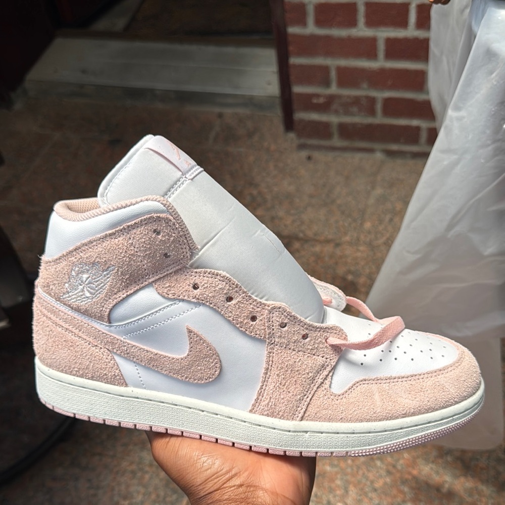 Nike Women's Pink and White High-Top Sneakers